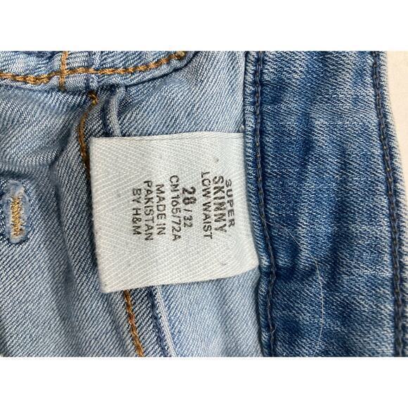 H&M Women's Super Skinny‎ Stretch Jeans Blue Size 28 Zip Fly Denim - Picture 10 of 10